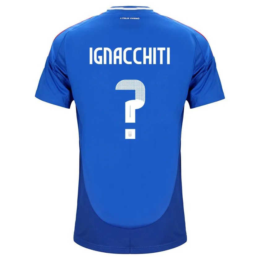 Danxen Femme Maillot Italie Lorenzo Ignacchiti #0 Bleu Tenues Domicile 24-26 T-Shirt