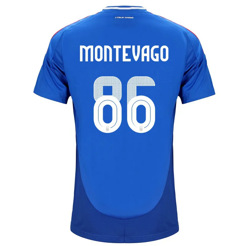 Danxen Femme Maillot Italie Daniele Montevago #86 Bleu Tenues Domicile 24-26 T-Shirt