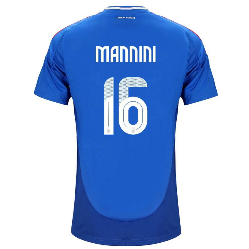 Danxen Femme Maillot Italie Mattia Mannini #16 Bleu Tenues Domicile 24-26 T-Shirt
