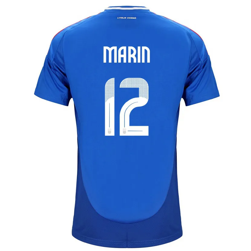 Danxen Femme Maillot Italie Renato Marin #12 Bleu Tenues Domicile 24-26 T-Shirt