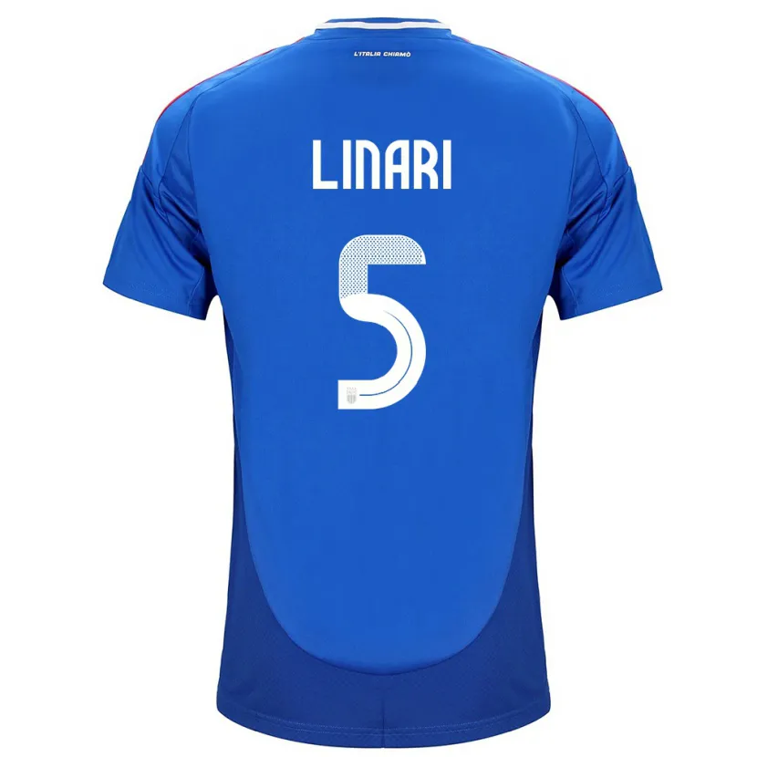 Danxen Femme Maillot Italie Elena Linari #5 Bleu Tenues Domicile 24-26 T-Shirt