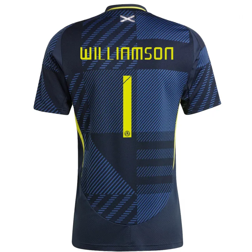 Danxen Femme Maillot Écosse Woody Williamson #1 Bleu Foncé Tenues Domicile 24-26 T-Shirt