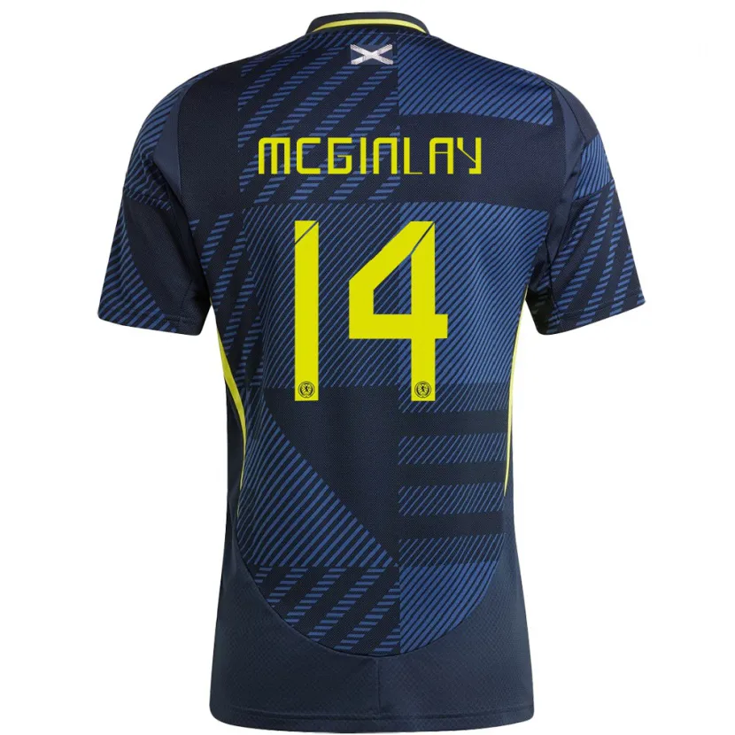Danxen Femme Maillot Écosse Aiden Mcginlay #14 Bleu Foncé Tenues Domicile 24-26 T-Shirt