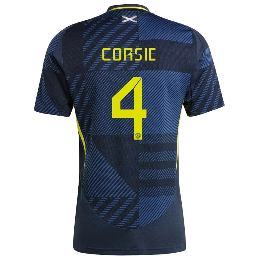 Danxen Femme Maillot Écosse Rachel Corsie #4 Bleu Foncé Tenues Domicile 24-26 T-Shirt