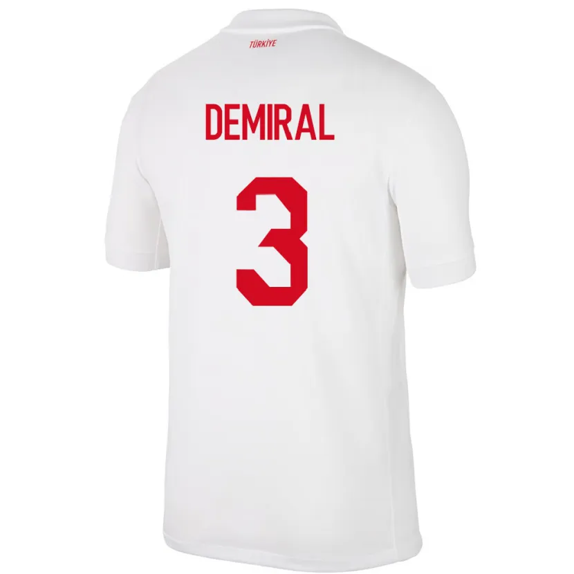 Danxen Femme Maillot Turquie Merih Demiral #3 Blanc Tenues Domicile 24-26 T-Shirt