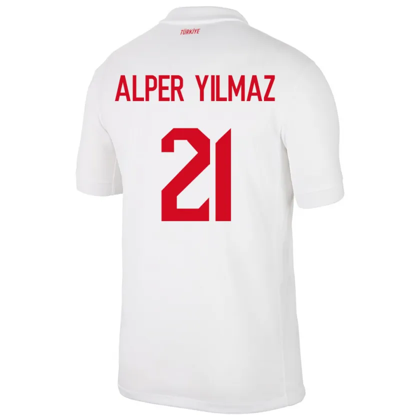 Danxen Femme Maillot Turquie Barış Alper Yılmaz #21 Blanc Tenues Domicile 24-26 T-Shirt