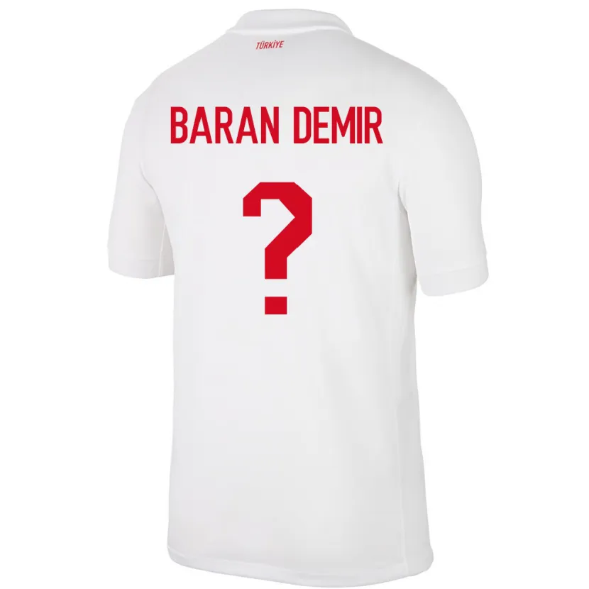 Danxen Femme Maillot Turquie Tuna Baran Demir #0 Blanc Tenues Domicile 24-26 T-Shirt