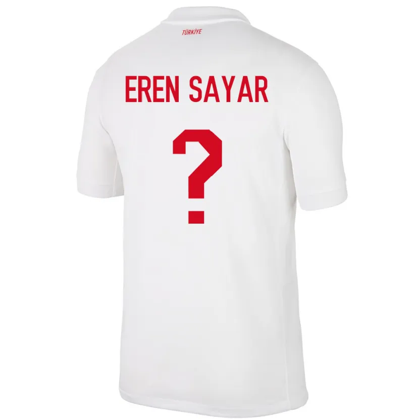 Danxen Femme Maillot Turquie Emin Eren Sayar #0 Blanc Tenues Domicile 24-26 T-Shirt