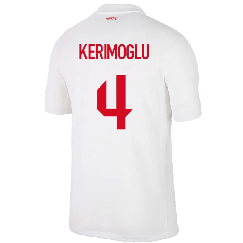 Danxen Femme Maillot Turquie Zeynap Kerimoğlu #4 Blanc Tenues Domicile 24-26 T-Shirt