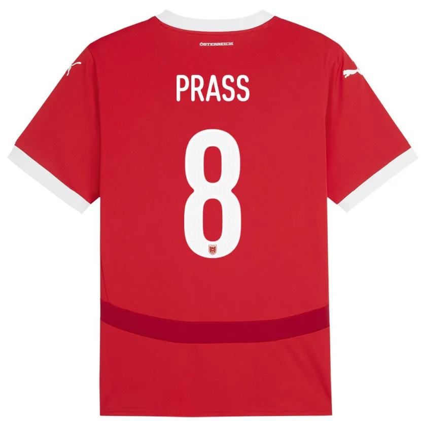 Danxen Femme Maillot Autriche Alexander Prass #8 Rouge Tenues Domicile 24-26 T-Shirt