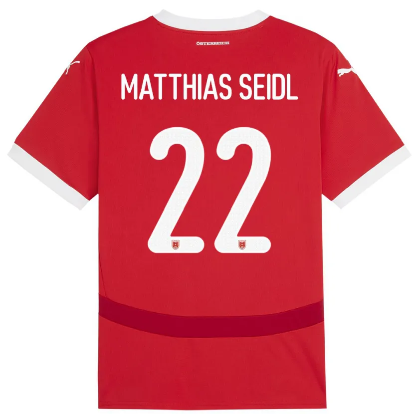 Danxen Femme Maillot Autriche Matthias Seidl #22 Rouge Tenues Domicile 24-26 T-Shirt