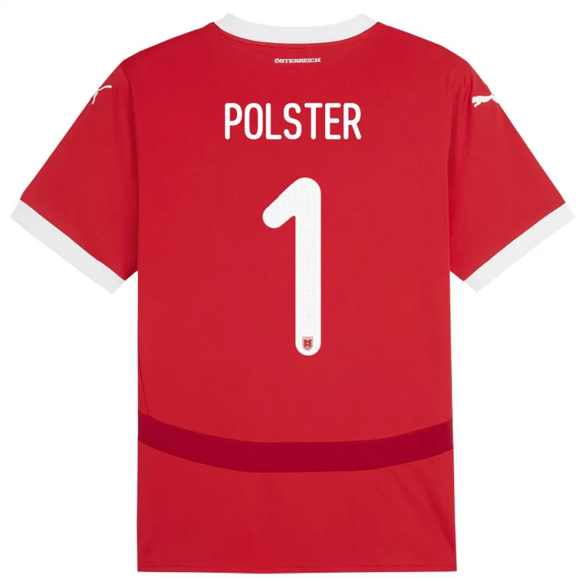 Danxen Femme Maillot Autriche Nikolas Polster #1 Rouge Tenues Domicile 24-26 T-Shirt
