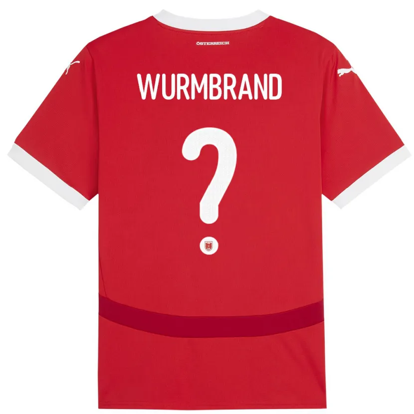 Danxen Femme Maillot Autriche Nikolaus Wurmbrand #0 Rouge Tenues Domicile 24-26 T-Shirt