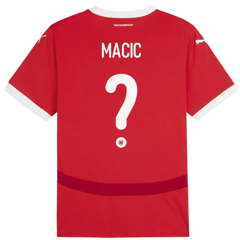 Danxen Femme Maillot Autriche Gabriel Macic #0 Rouge Tenues Domicile 24-26 T-Shirt