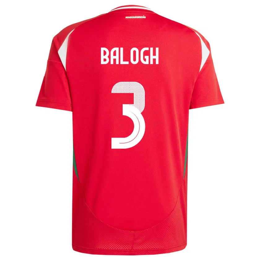 Danxen Femme Maillot Hongrie Botond Balogh #3 Rouge Tenues Domicile 24-26 T-Shirt
