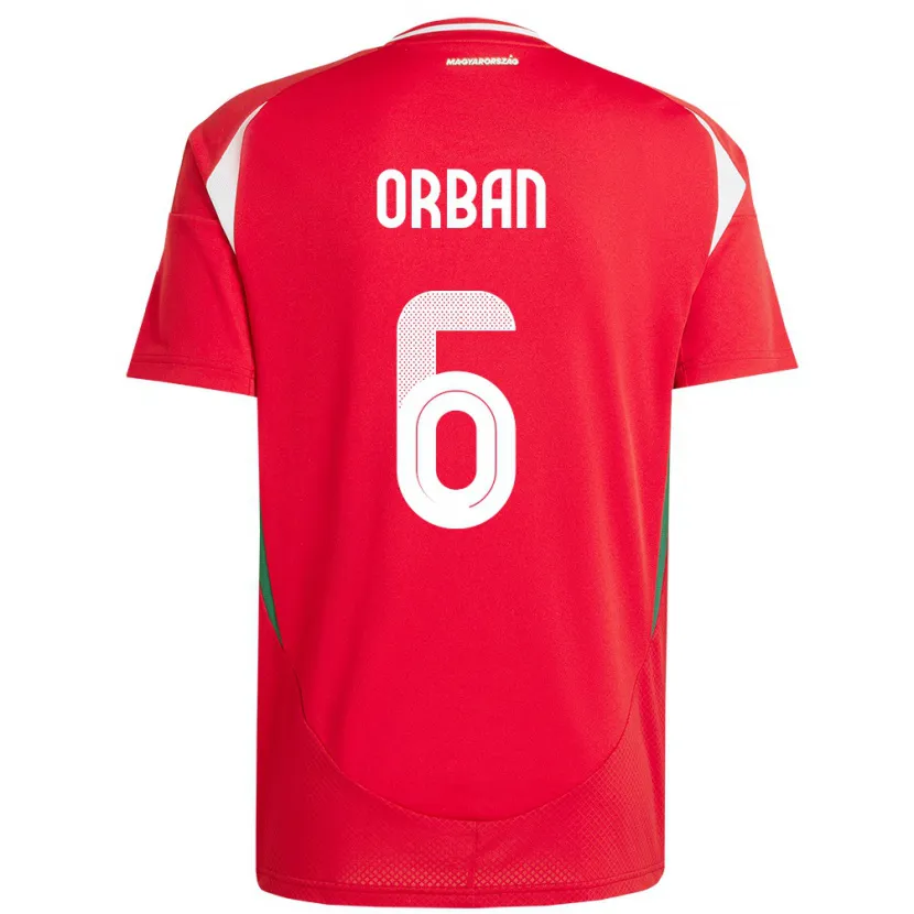 Danxen Femme Maillot Hongrie Willi Orbán #6 Rouge Tenues Domicile 24-26 T-Shirt