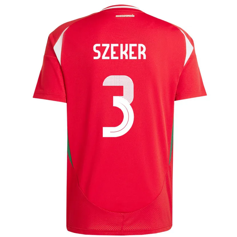 Danxen Femme Maillot Hongrie Botond Szekér #3 Rouge Tenues Domicile 24-26 T-Shirt