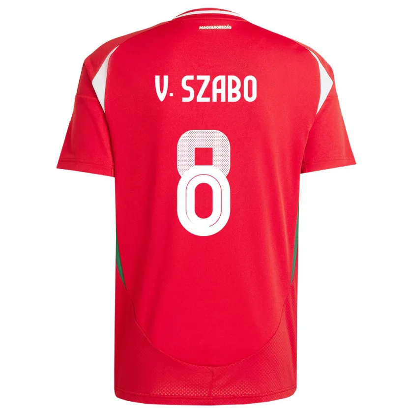 Danxen Femme Maillot Hongrie Viktória Szabó #8 Rouge Tenues Domicile 24-26 T-Shirt