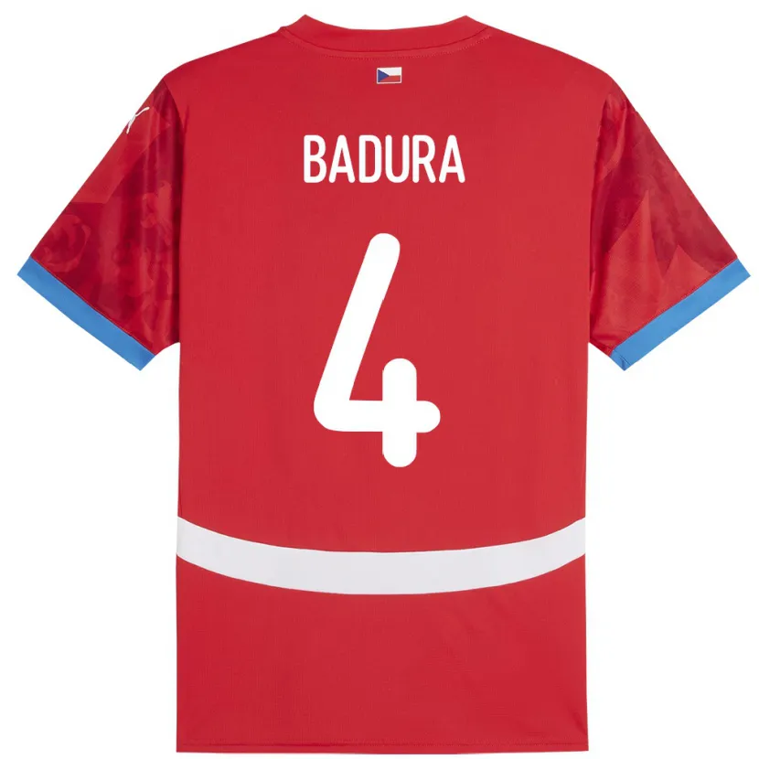 Danxen Femme Maillot Tchéquie Vitezslav Badura #4 Rouge Tenues Domicile 24-26 T-Shirt