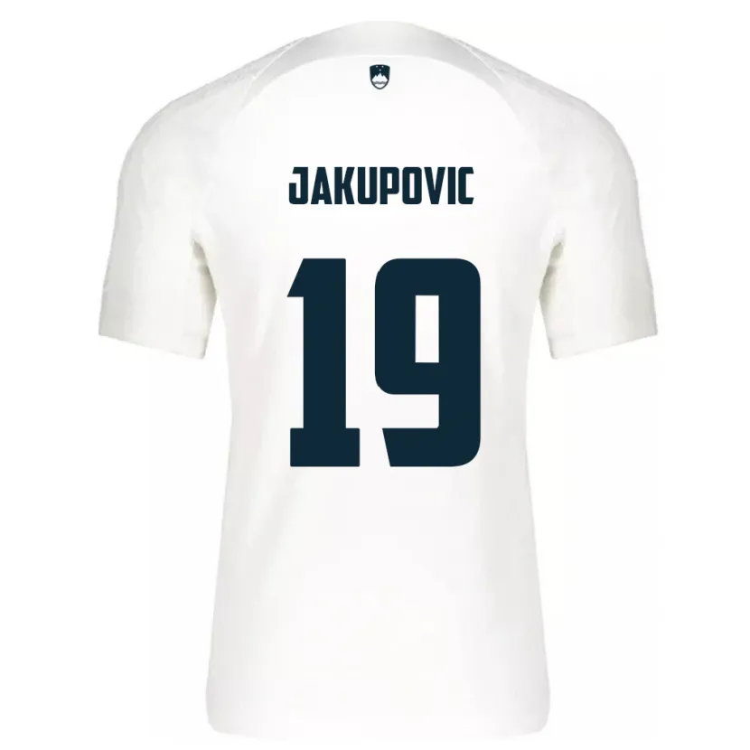Danxen Femme Maillot Slovénie Aldin Jakupovic #19 Blanc Tenues Domicile 24-26 T-Shirt