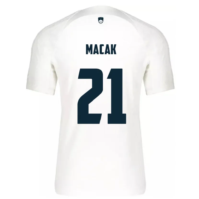 Danxen Femme Maillot Slovénie Lucas Macak #21 Blanc Tenues Domicile 24-26 T-Shirt