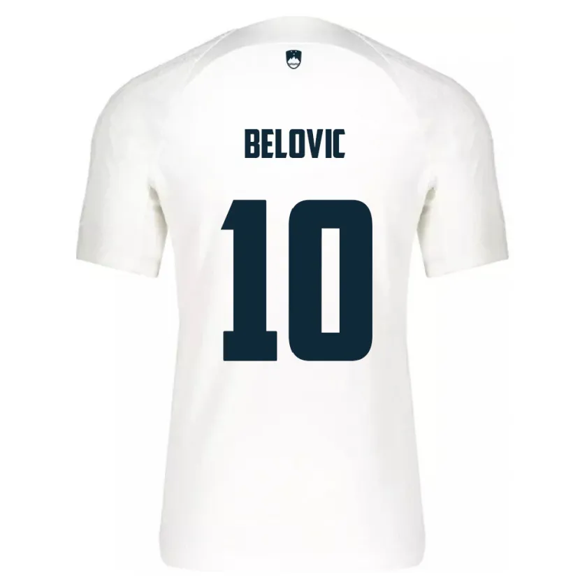 Danxen Femme Maillot Slovénie Nik Belovic #10 Blanc Tenues Domicile 24-26 T-Shirt