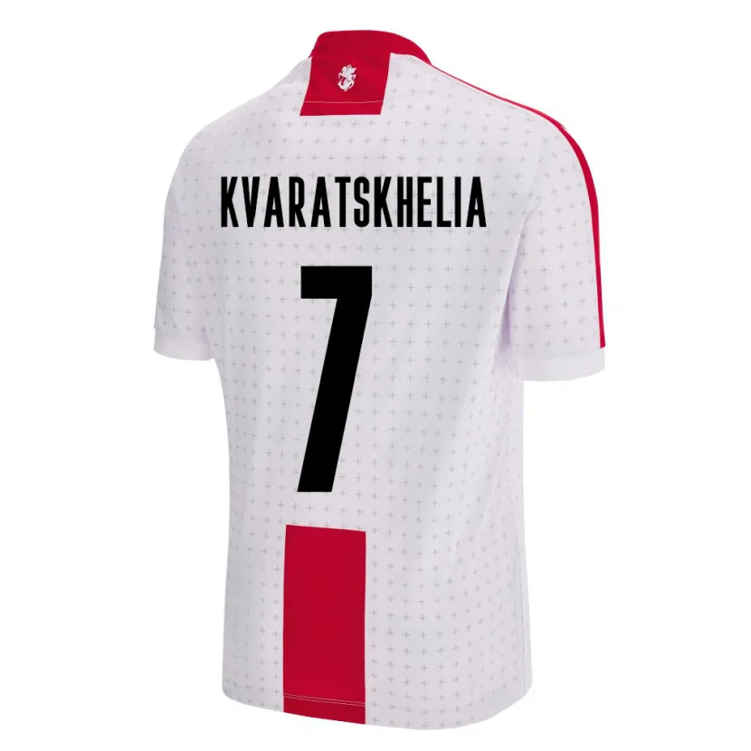 Danxen Femme Maillot Géorgie Khvicha Kvaratskhelia #7 Blanc Tenues Domicile 24-26 T-Shirt