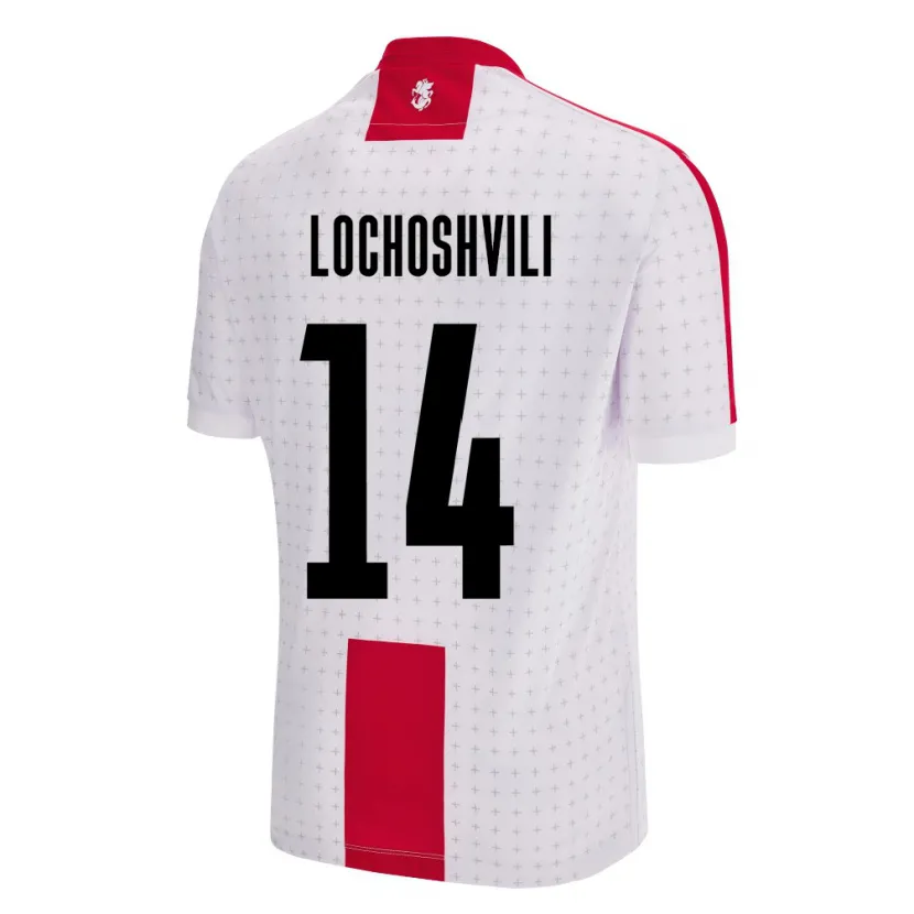Danxen Femme Maillot Géorgie Luka Lochoshvili #14 Blanc Tenues Domicile 24-26 T-Shirt