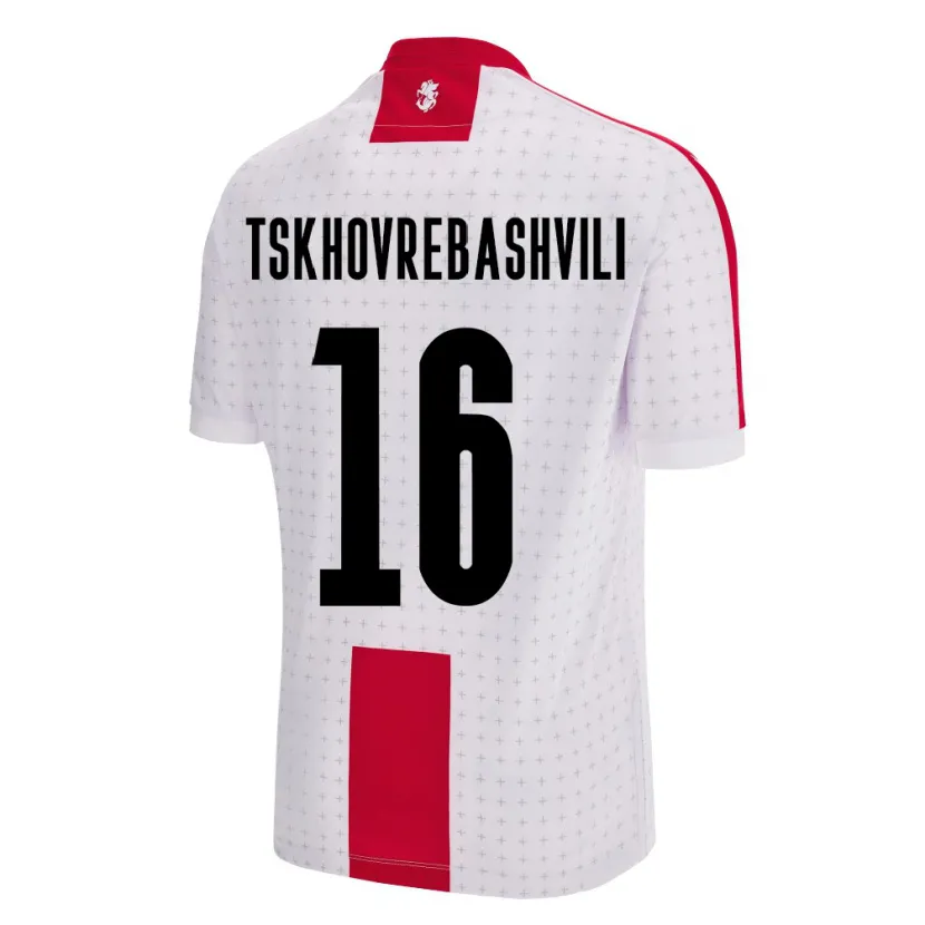 Danxen Femme Maillot Géorgie Nikoloz Tskhovrebashvili #16 Blanc Tenues Domicile 24-26 T-Shirt