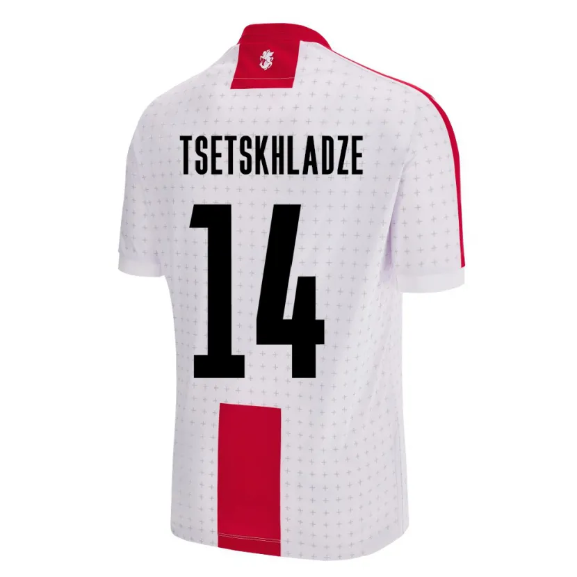 Danxen Femme Maillot Géorgie Nikoloz Tsetskhladze #14 Blanc Tenues Domicile 24-26 T-Shirt