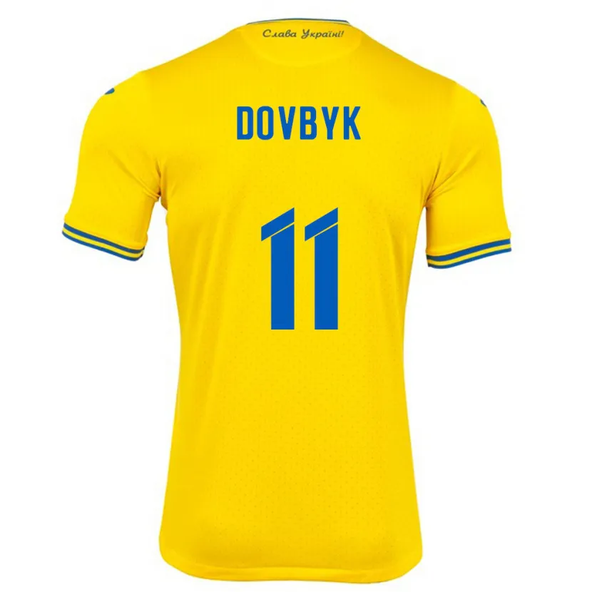 Danxen Femme Maillot Ukraine Artem Dovbyk #11 Jaune Tenues Domicile 24-26 T-Shirt