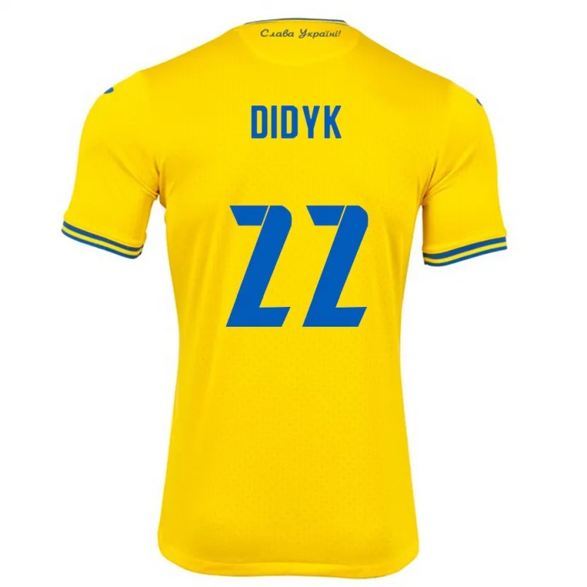 Danxen Femme Maillot Ukraine Roman Didyk #22 Jaune Tenues Domicile 24-26 T-Shirt