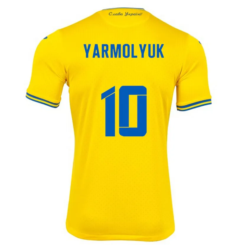 Danxen Femme Maillot Ukraine Yegor Yarmolyuk #10 Jaune Tenues Domicile 24-26 T-Shirt