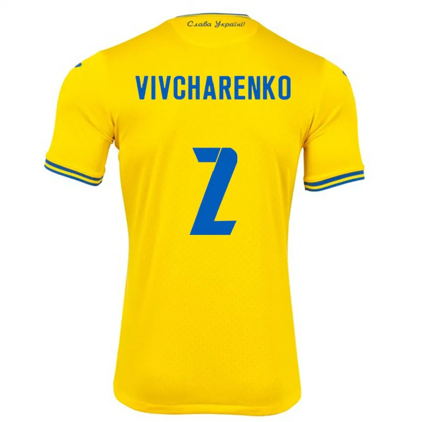 Danxen Femme Maillot Ukraine Kostyantyn Vivcharenko #2 Jaune Tenues Domicile 24-26 T-Shirt