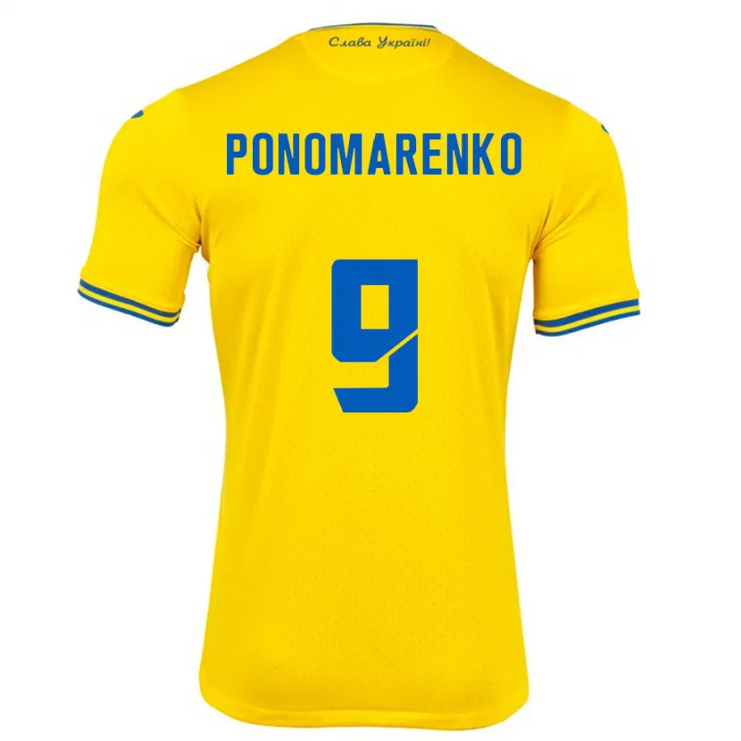 Danxen Femme Maillot Ukraine Matviy Ponomarenko #9 Jaune Tenues Domicile 24-26 T-Shirt