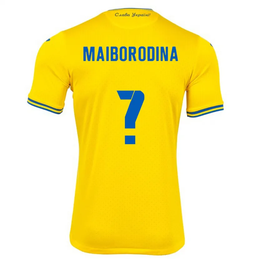 Danxen Femme Maillot Ukraine Iryna Maiborodina #0 Jaune Tenues Domicile 24-26 T-Shirt