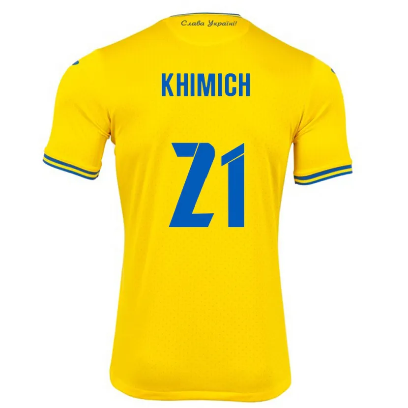 Danxen Femme Maillot Ukraine Tamila Khimich #21 Jaune Tenues Domicile 24-26 T-Shirt