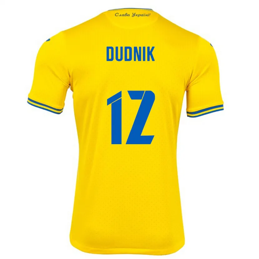 Danxen Femme Maillot Ukraine Marina Dudnik #12 Jaune Tenues Domicile 24-26 T-Shirt