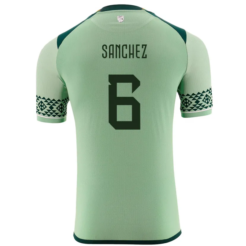 Danxen Femme Maillot Bolivie Lucas Sanchez #6 Vert Clair Tenues Domicile 24-26 T-Shirt