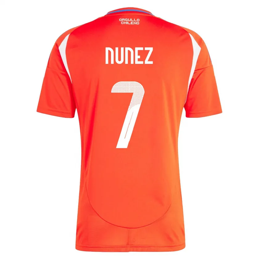Danxen Femme Maillot Chili Marcelino Núñez #7 Rouge Tenues Domicile 24-26 T-Shirt
