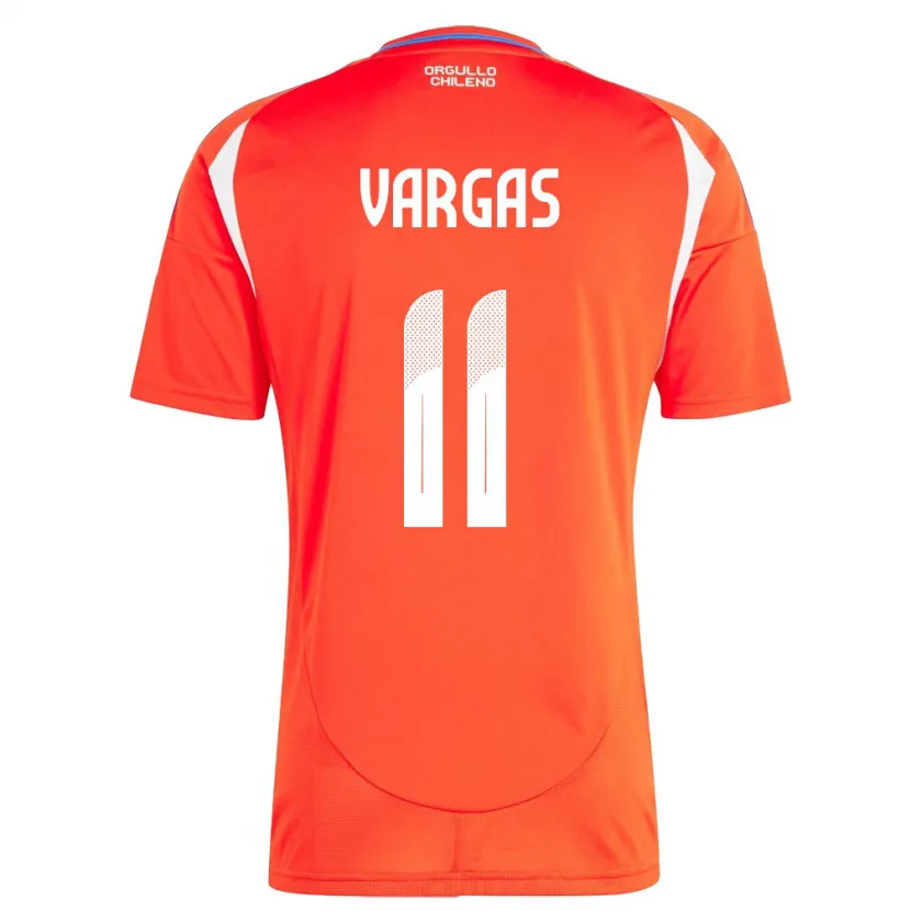 Danxen Femme Maillot Chili Eduardo Vargas #11 Rouge Tenues Domicile 24-26 T-Shirt