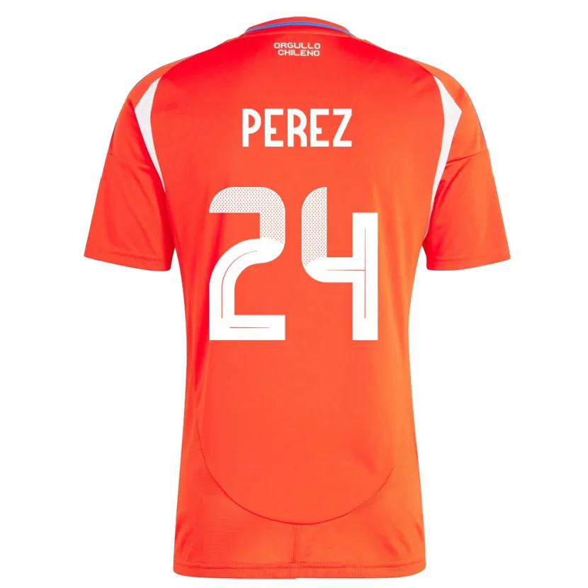 Danxen Femme Maillot Chili César Pérez #24 Rouge Tenues Domicile 24-26 T-Shirt