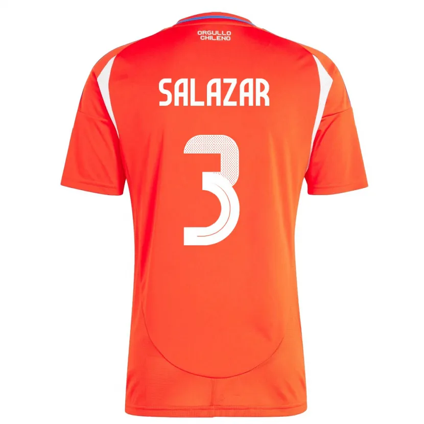 Danxen Femme Maillot Chili Yahir Salazar #3 Rouge Tenues Domicile 24-26 T-Shirt