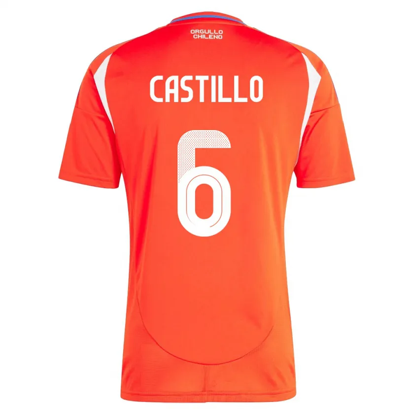 Danxen Femme Maillot Chili Cristóbal Castillo #6 Rouge Tenues Domicile 24-26 T-Shirt