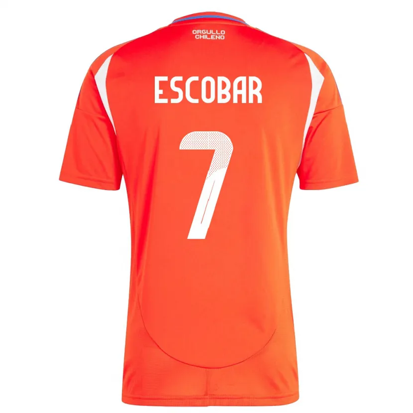 Danxen Femme Maillot Chili Bastián Escobar #7 Rouge Tenues Domicile 24-26 T-Shirt