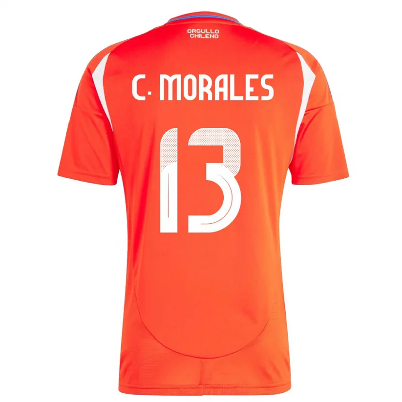 Danxen Femme Maillot Chili Cristián Morales #13 Rouge Tenues Domicile 24-26 T-Shirt