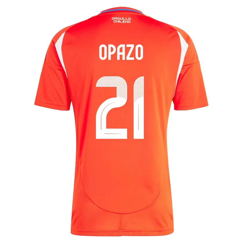Danxen Femme Maillot Chili Diego Opazo #21 Rouge Tenues Domicile 24-26 T-Shirt