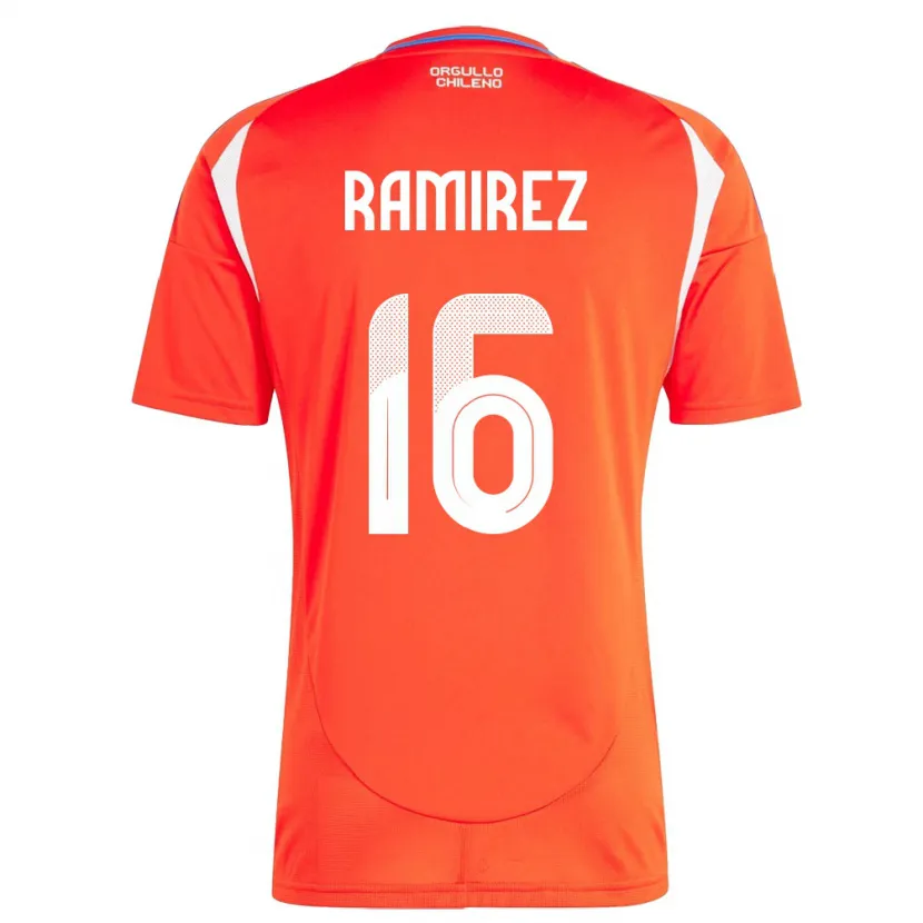 Danxen Femme Maillot Chili Vicente Ramírez #16 Rouge Tenues Domicile 24-26 T-Shirt