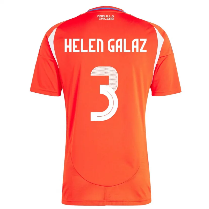 Danxen Femme Maillot Chili Su Helen Galaz #3 Rouge Tenues Domicile 24-26 T-Shirt
