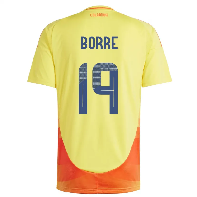 Danxen Femme Maillot Colombie Rafael Borré #19 Jaune Tenues Domicile 24-26 T-Shirt
